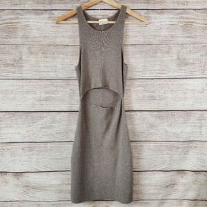 NWOT Wilfred Free Aritzia Women's Knit Bodycon Mini Dress Cut-Out Medium Tan
